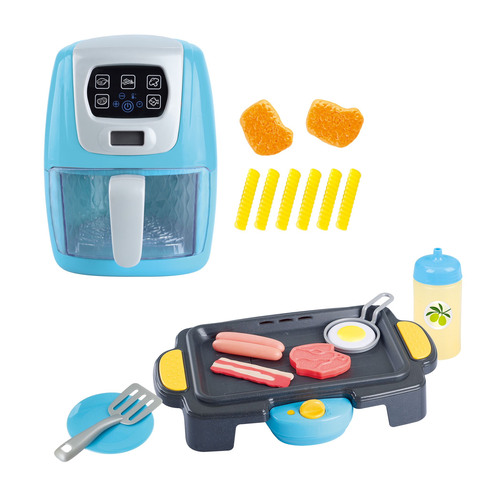 Toy Air Fryer for Kids, Kids Play Kitchen Playset Accessories, Chefs  Pretend Play Kitchen Appliance Toys Oven w/Light, Sound, Play Food Grill  Cooking