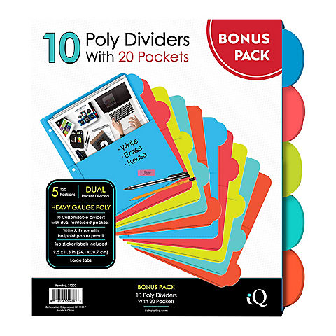 iScholar iQ 10 Poly Dividers With 20 Pockets