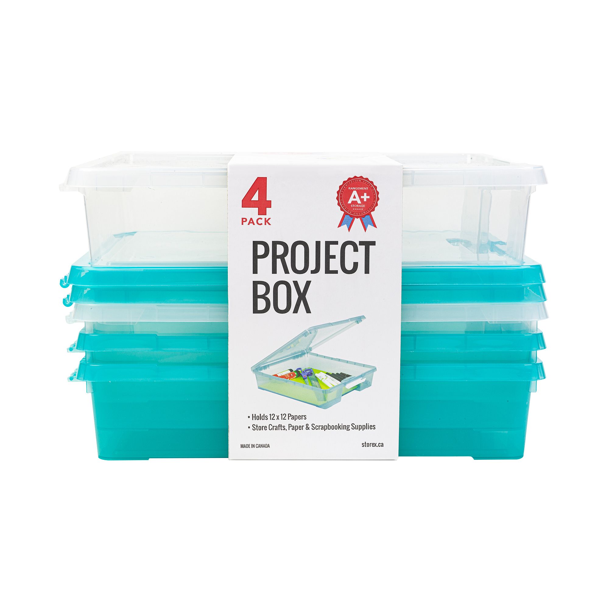 Storex Classroom Student Project Box, 12 x 12 Inches, Clear, 5-Pack