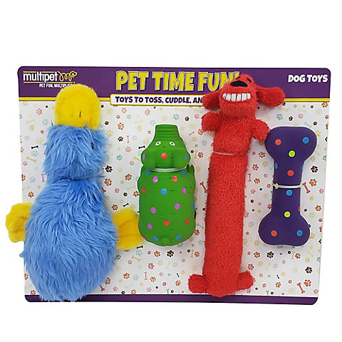 Multipet International Dog Toy Primary Colors, 4 ct.