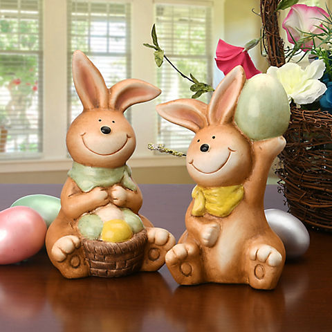 National Tree Company 7" Easter Bunny Pair Holding Eggs