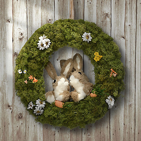 National Tree Company 15" Wreath with Rabbits