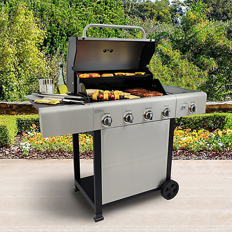 Kenmore 4-Burner Gas Grill with Side Burner Grill and Stainless Steel Lid
