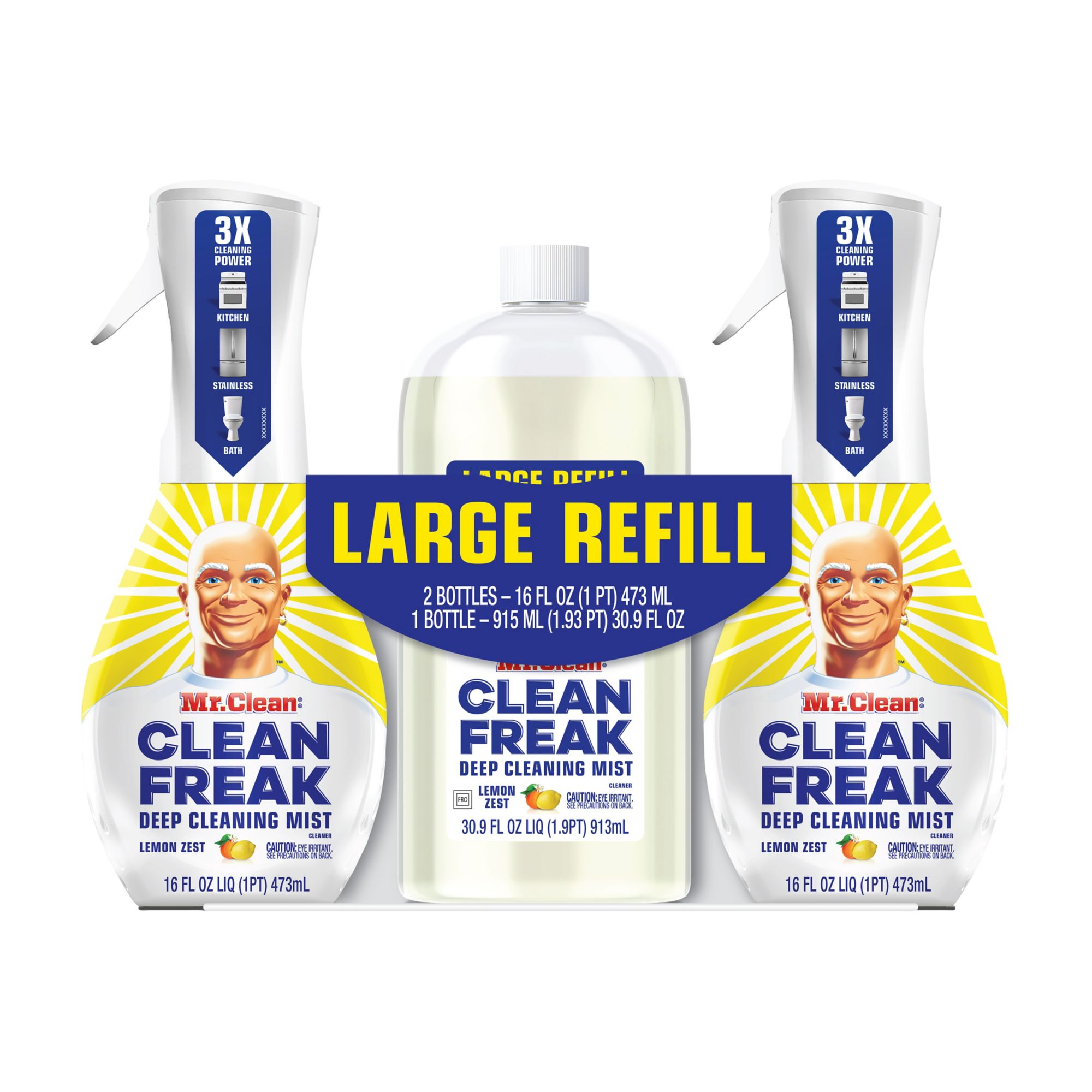 Mr. Clean, Clean Freak Deep Cleaning Mist Multi-Surface Spray + Refill Lemon Zest (62.9 fl. oz. Total)