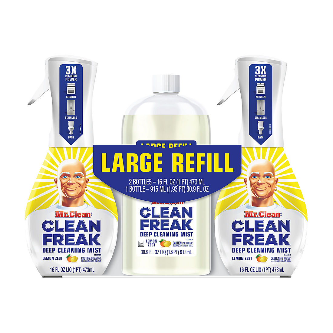 Mr. Clean, Clean Freak Deep Cleaning Mist Multi-Surface Spray + Refill Lemon Zest (62.9 fl. oz. Total)