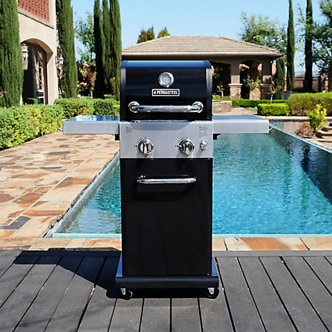 Permasteel 2-Burner Premium Compact Gas Grill with Folding Side Shelves