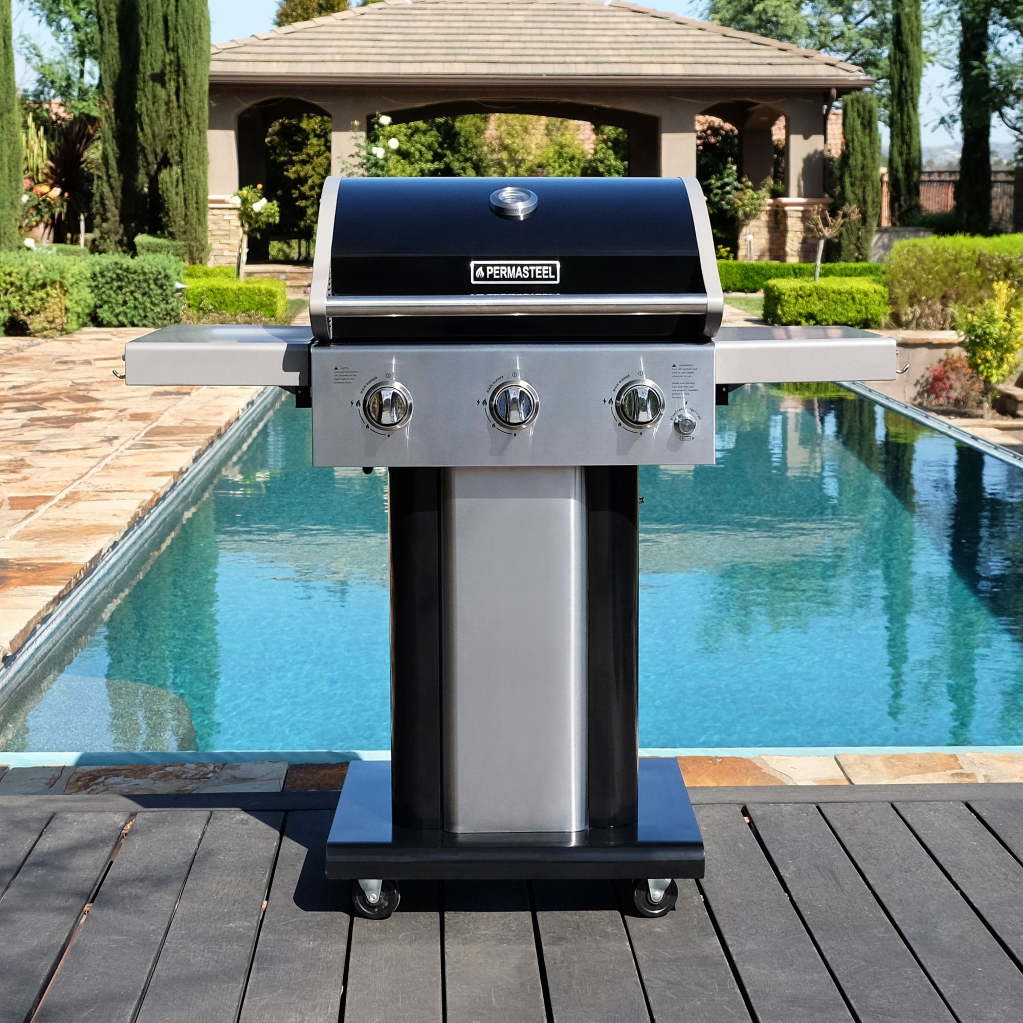 3-Burner Gas Grill with Side Shelves