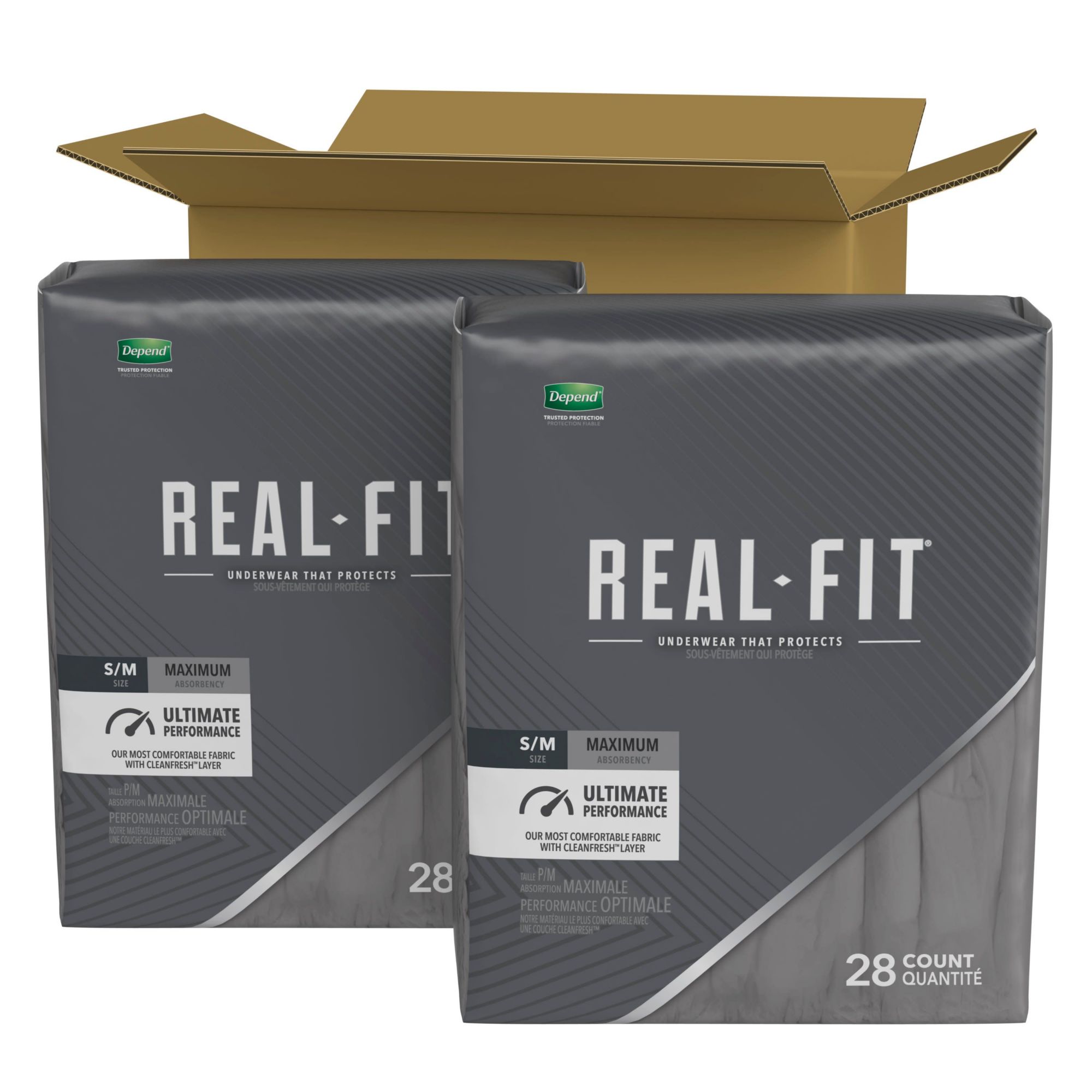 Depend Real Fit Incontinence Underwear for Men, Max Absorb, S/M, 12ct :  : Health & Personal Care