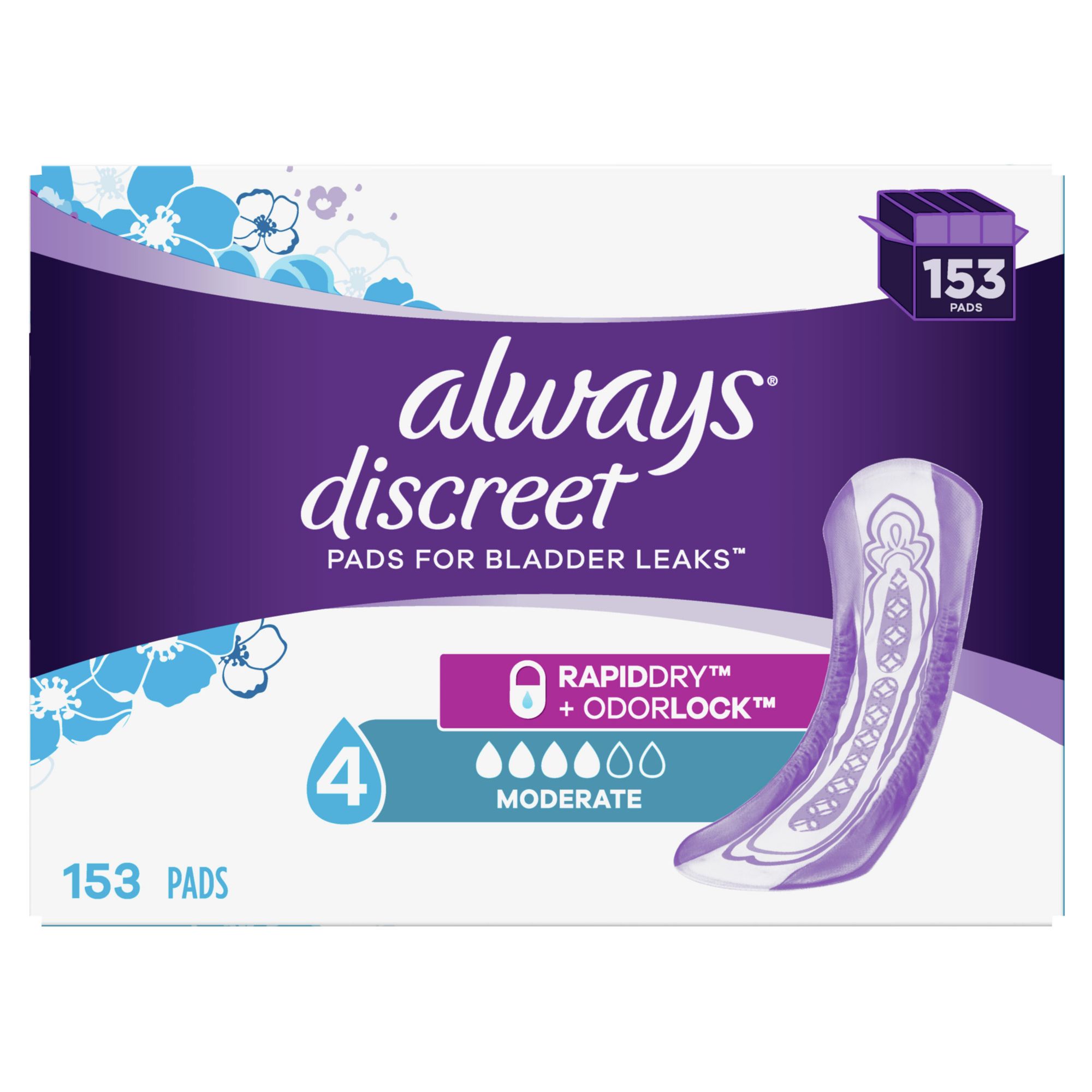 Always Discreet Moderate Incontinence Pad, 153 ct.