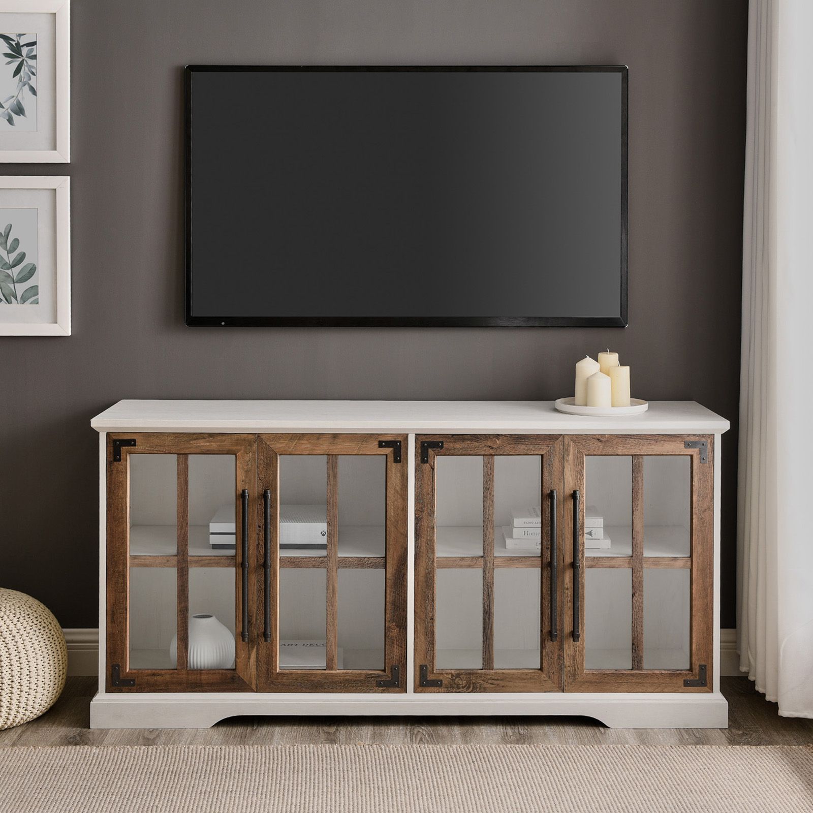 58 W. Trends Contemporary Wood TV Console - Gray