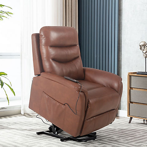 Lifesmart Power Lift Chair Recliner with Heat and Massage - Brown
