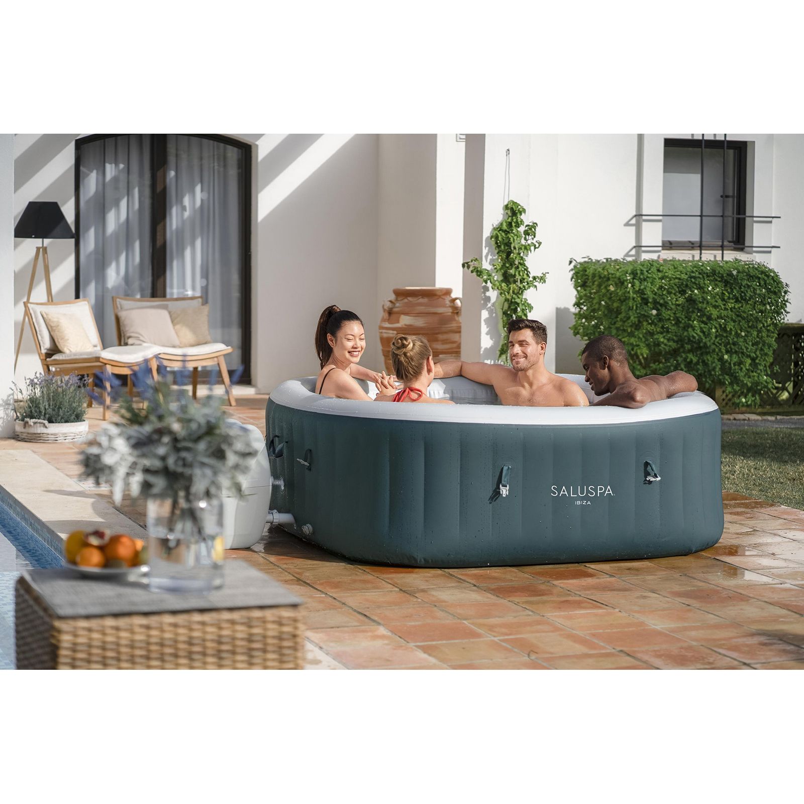 SaluSpa Hollywood AirJet Inflatable Hot Tub Spa with Color-Changing LED  Lights 4-6 Person 