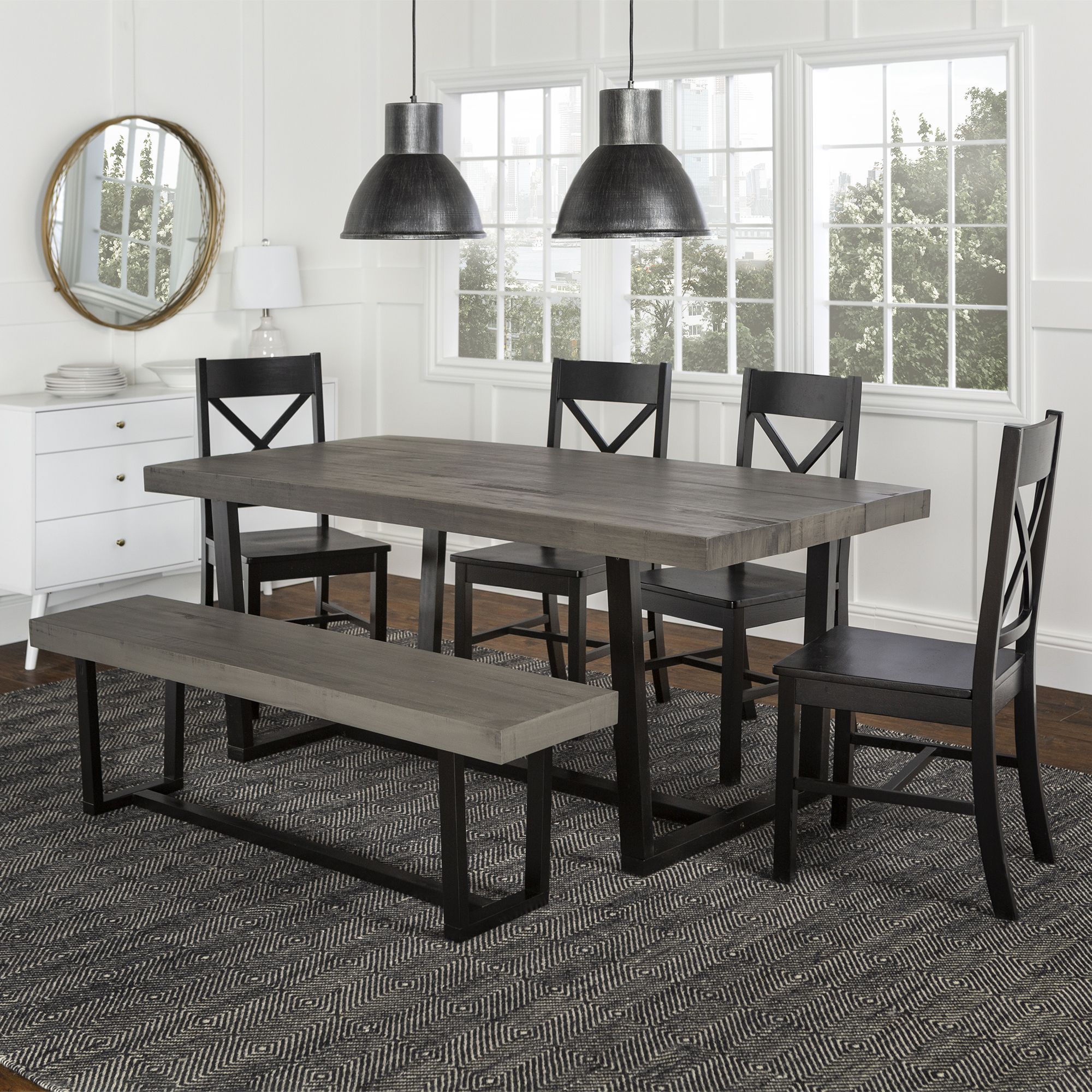 Gray and best sale black dining table