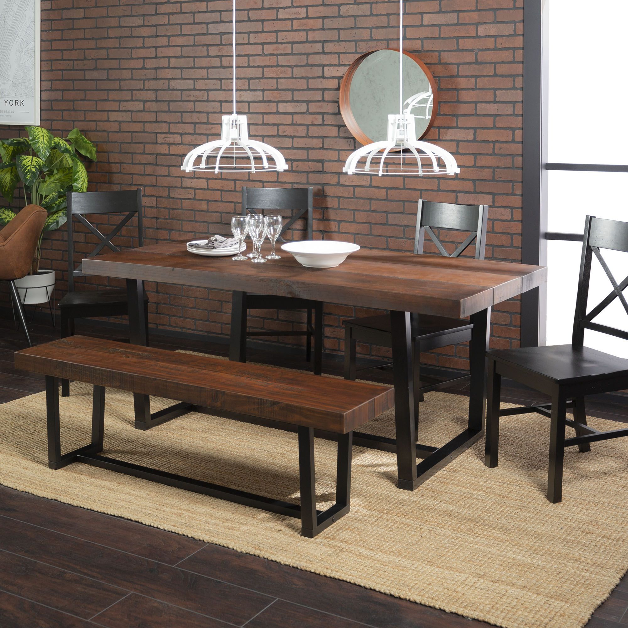 W. Trends 6 Piece Modern Farmhouse Solid Wood X Back Dining Set