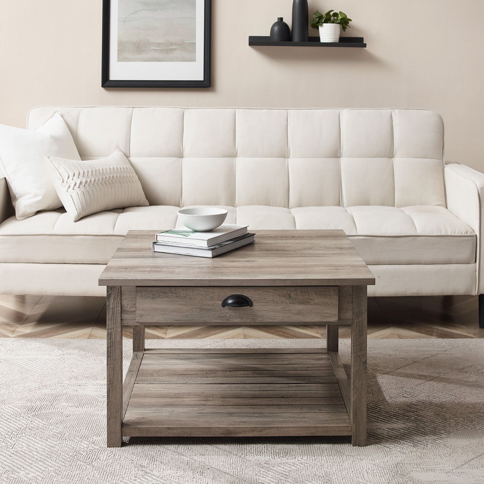 White square online farmhouse coffee table