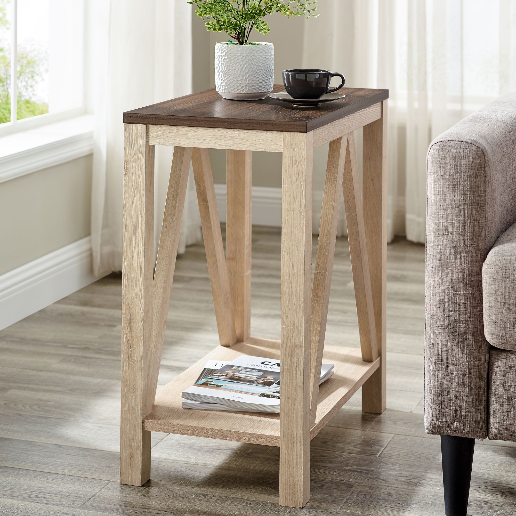 White oak deals farmhouse end table