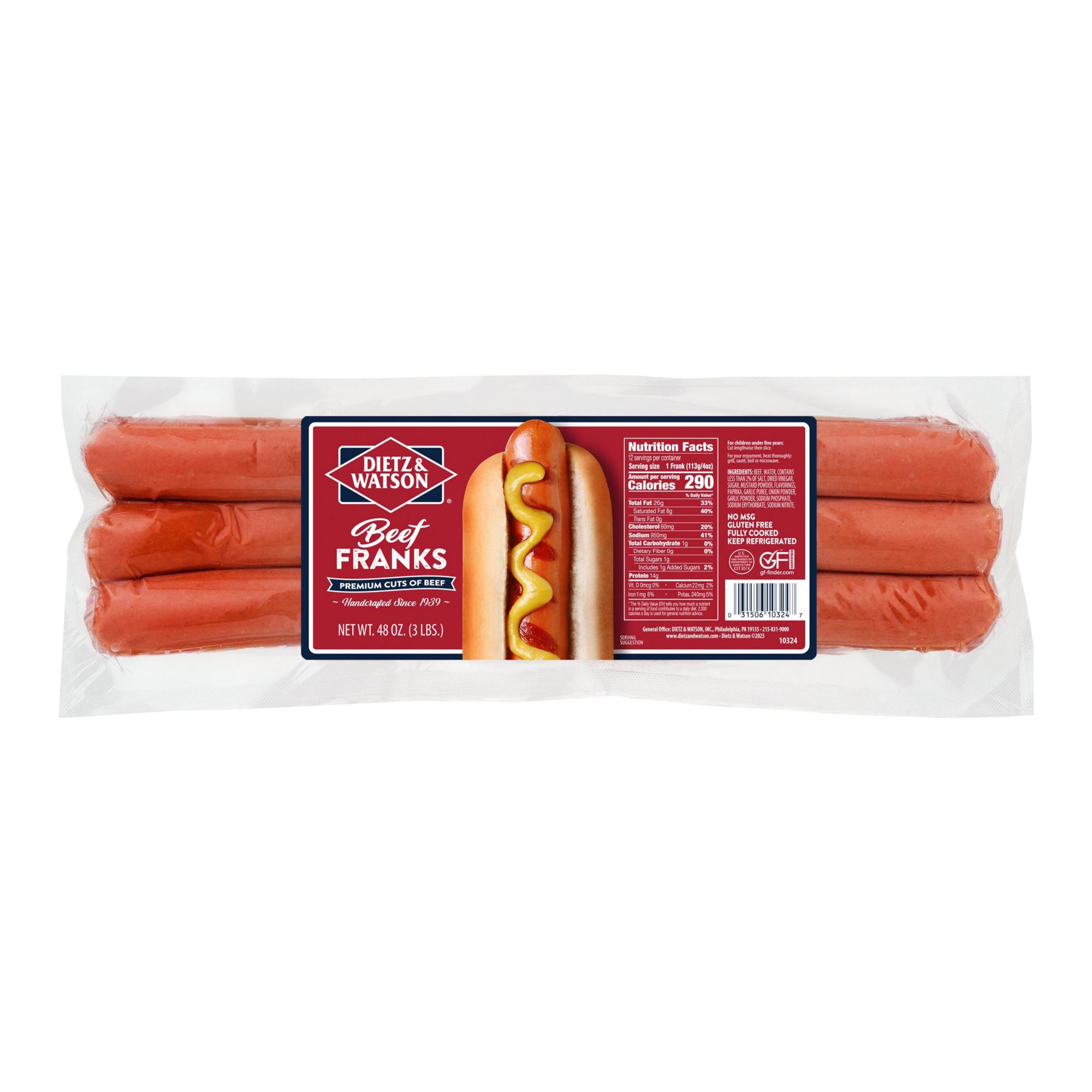 Dietz Amp Watson Deli Beef Franks 3 Lbs Bjs Wholesale Club