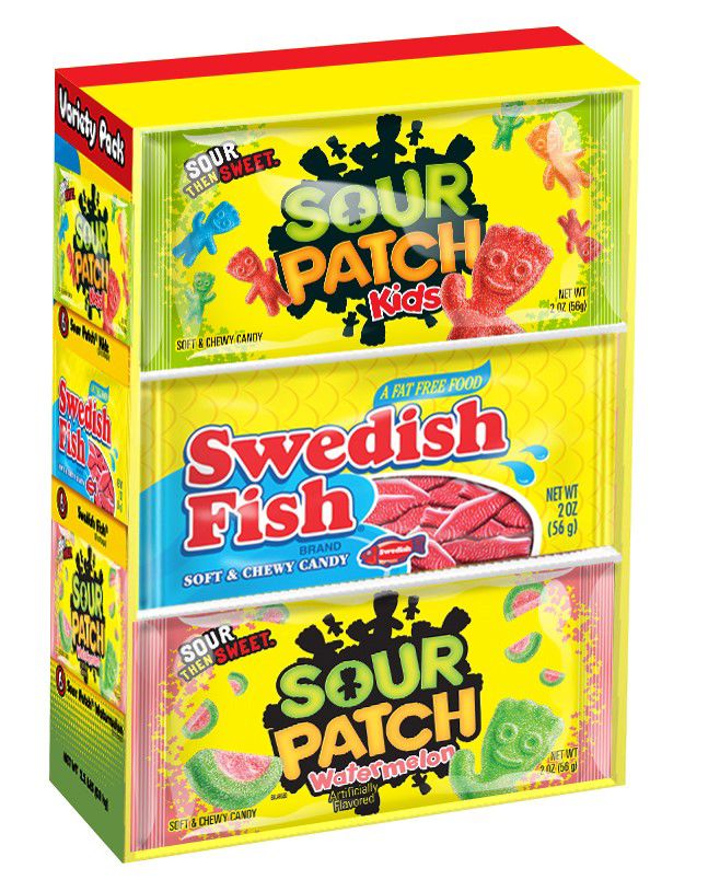 SOUR PATCH Original, Watermelon Candy & SWEDISH FISH Variety Pack, 3 Boxes