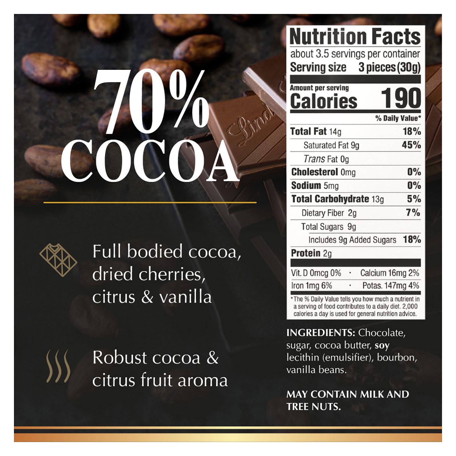 70% Cocoa Dark Chocolate EXCELLENCE Bar (3.5 oz)