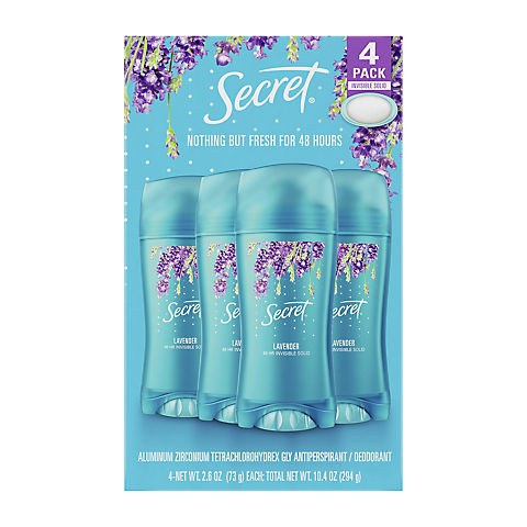 Secret Invisible Solid Antiperspirant and Deodorant, Lavender Scent, 4 ct.