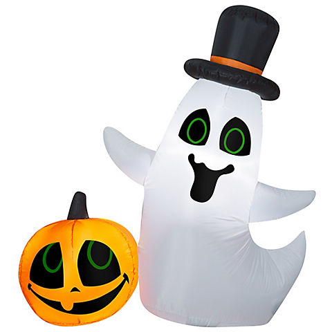 National Tree 4' Inflatable Ghost and Pumpkin