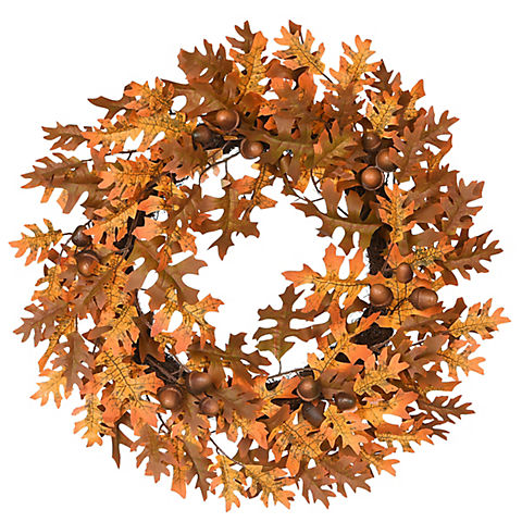 National Tree 24" Harvest Oak Leaves and Acorns Wreath