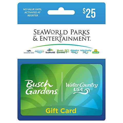 $25 SeaWorld Busch Gardens Water Country Gift Card