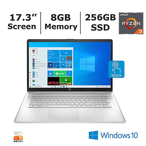 HP 17-CP0056 Laptop, AMD Ryzen 3 3250U Processor, 8GB Memory, 256GB SSD - BONUS 1-Year of Office365 Personal