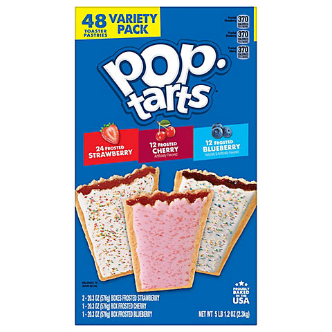 Pop-Tarts Frosted Strawberry, Cherry & Blueberry Variety Pack, 48 ct.