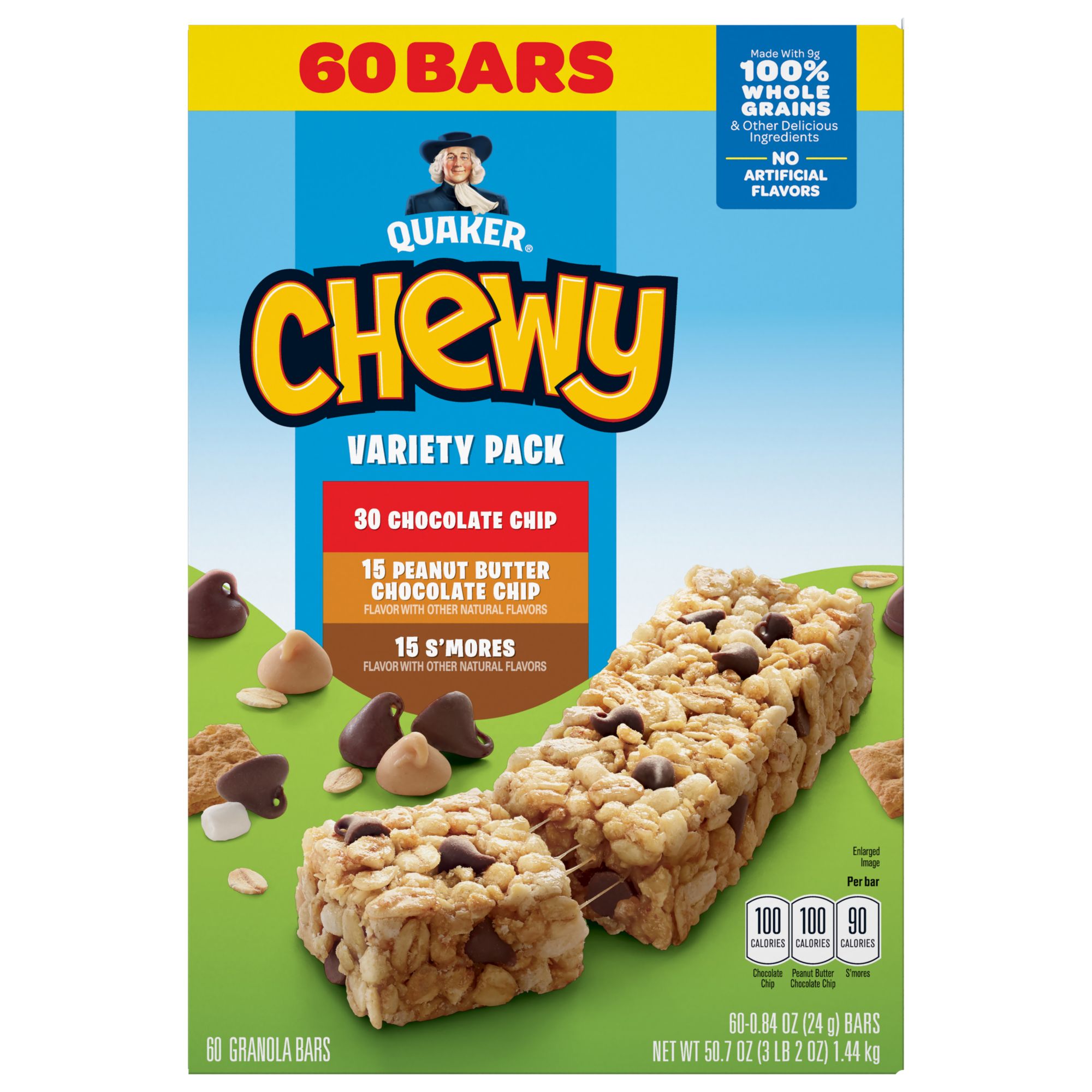 Quaker Chewy Variety Pack: 30 Chocolate Chip, 15 Peanut Butter ...