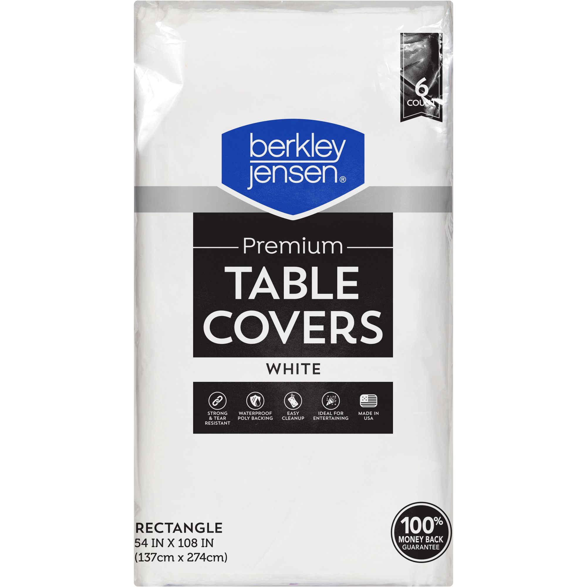 Plastic backed paper lined tablecloths 54 x 108 black