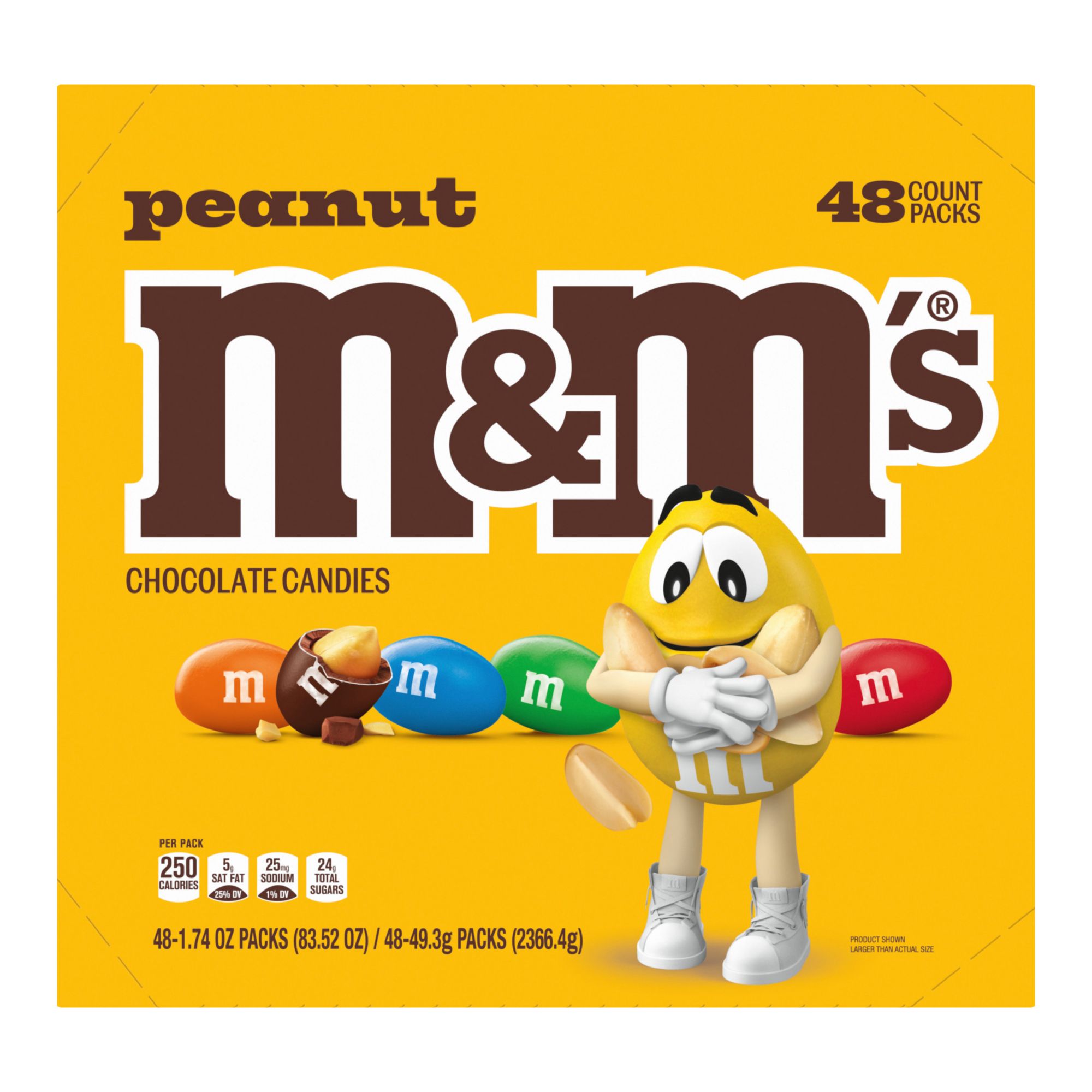 Peanut M&M's Full Size, 1.74 oz Bag, 48 Count