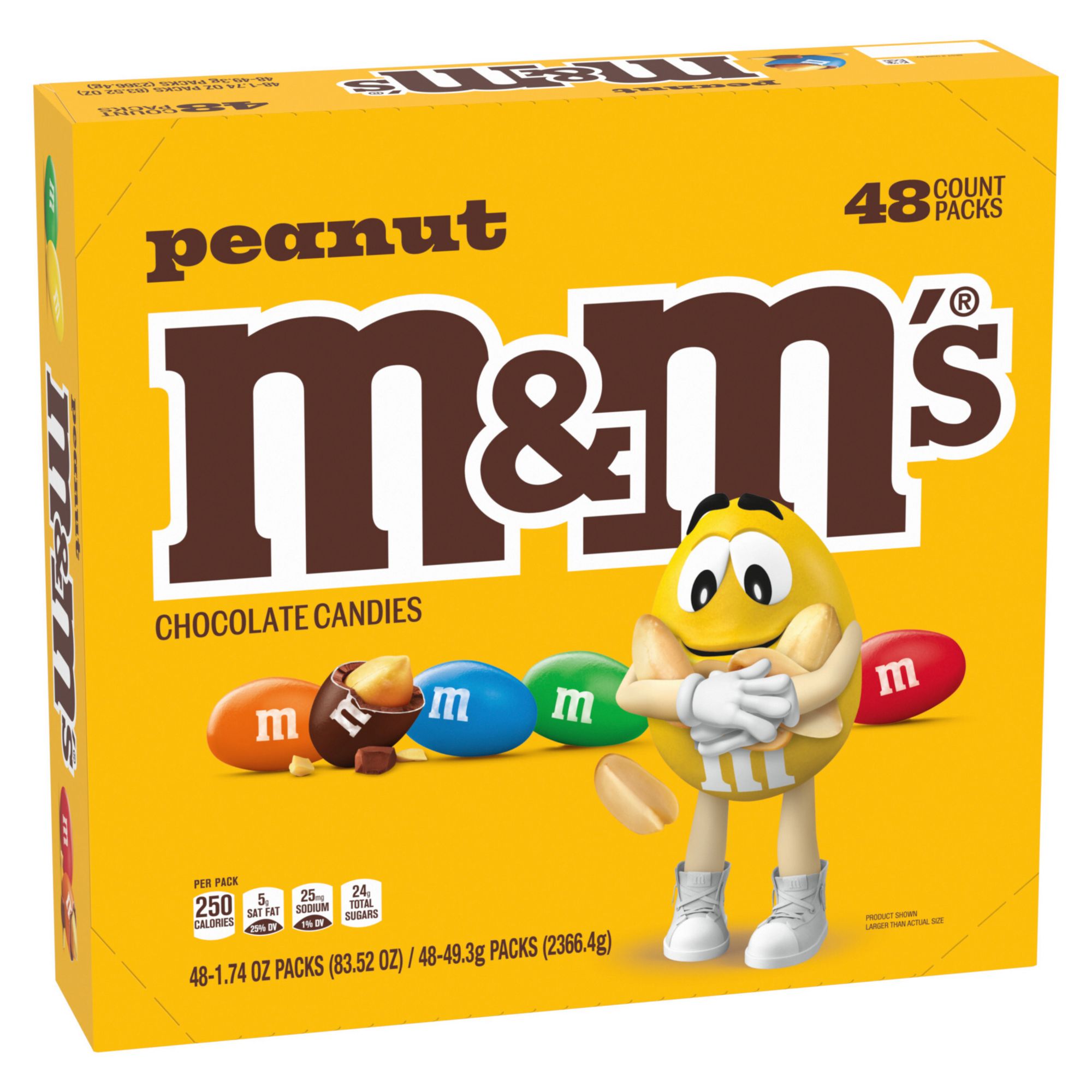 M&M'S Peanut Chocolate Candy, Full Size Bulk Candy, 48 ct./1.74 oz.