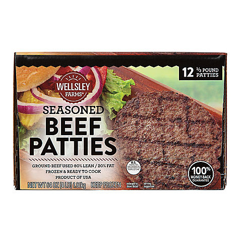 Wellsley Farms Seasoned Beef Patties, 12 pk.