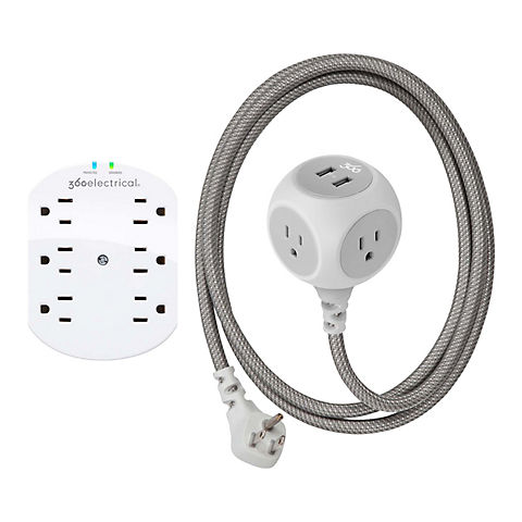 360 Electrical Habitat 2.4 6' Extension Cord with Loft 6-Outlet Surge Protector