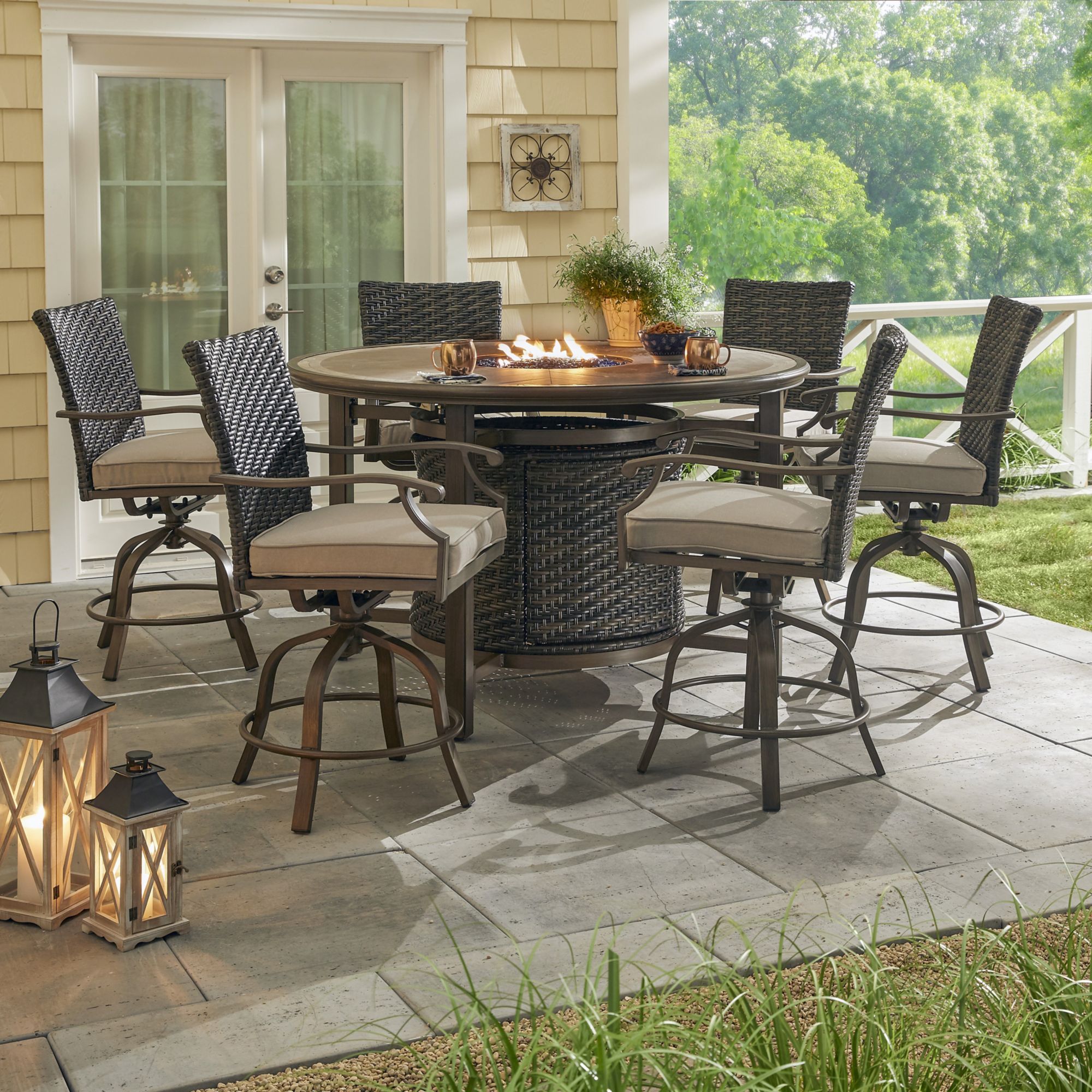 7 piece high 2025 top outdoor dining set