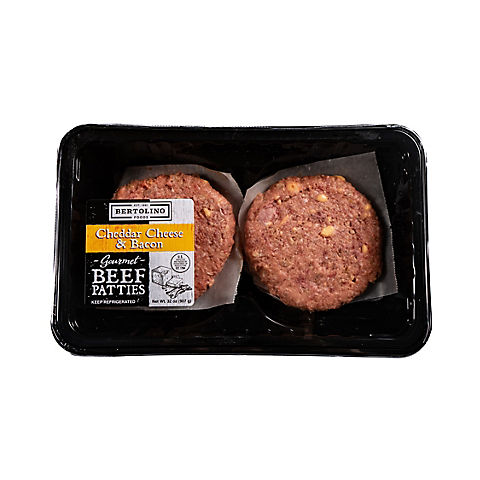 Bertolino Foods Cheddar Cheese and Uncured Bacon Beef Patties, 6 Pc./5.33 oz.