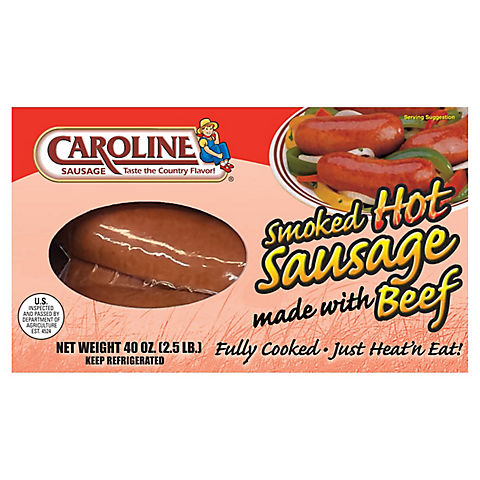 Caroline Hot Smoked Beef Sausage, 40 oz.