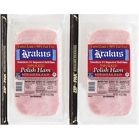 Krakus Thin-Sliced Polish Ham, 2 pk./14 oz.