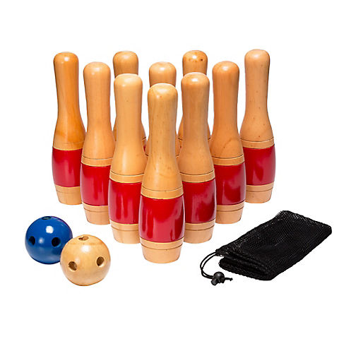 Toy Time Outdoor Wooden Lawn Bowling Game Set