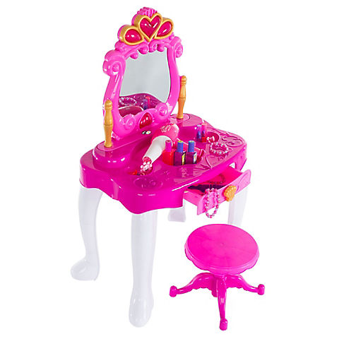 Toy Time Pretend Play Princess Vanity with Stool, Accessories, Lights, and Sounds