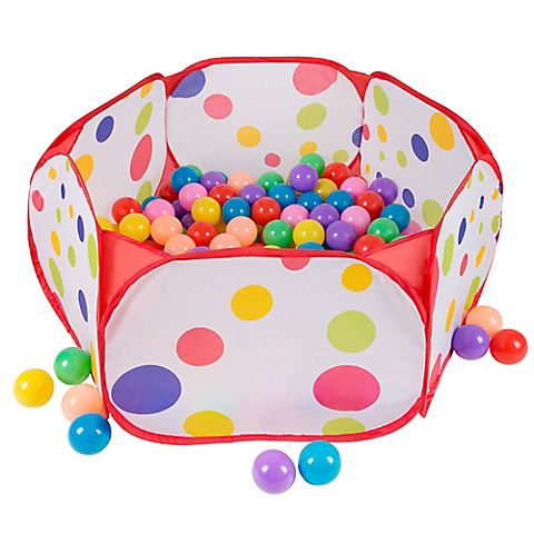 Toy Time Kids Pop-Up Six-Sided Ball Pit Tent with 200-Pc. Balls