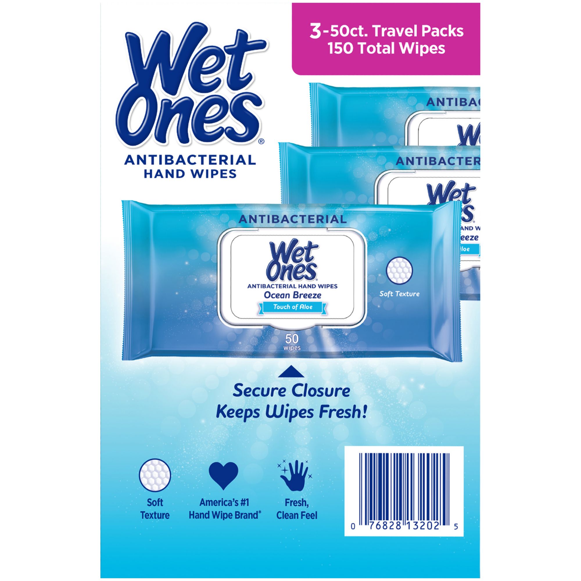 Wet Ones Antibacterial Hand Wipes Ocean Breeze, 150 ct.