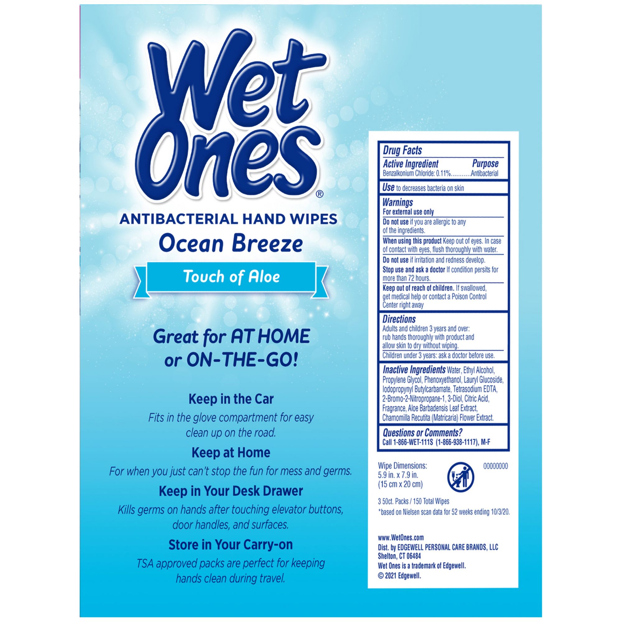 Wet Ones Antibacterial Hand Wipes Travel Pack - Fresh Scent, 7 pk./20 ct.