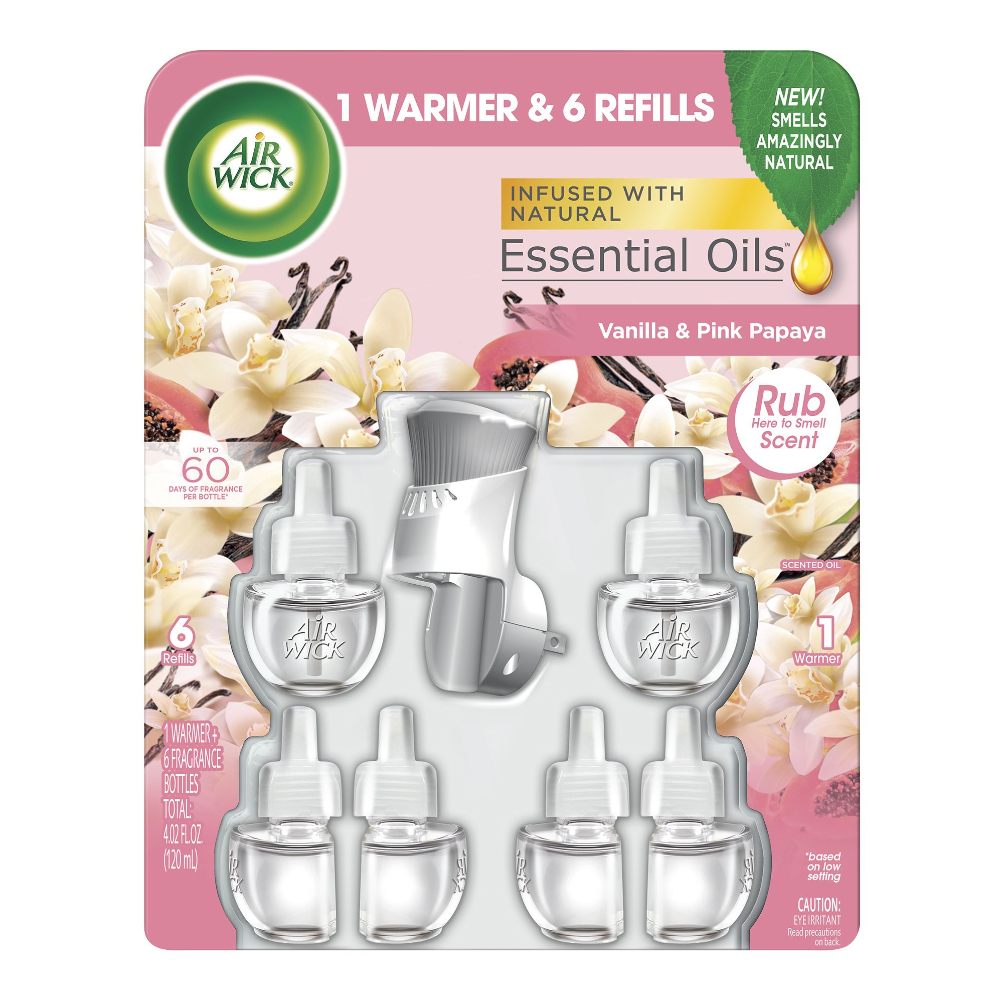 Air Wick Plug In Scented Oil with Essential Oils, Air Freshener Vanilla &  Pink Papaya, Twin Refill