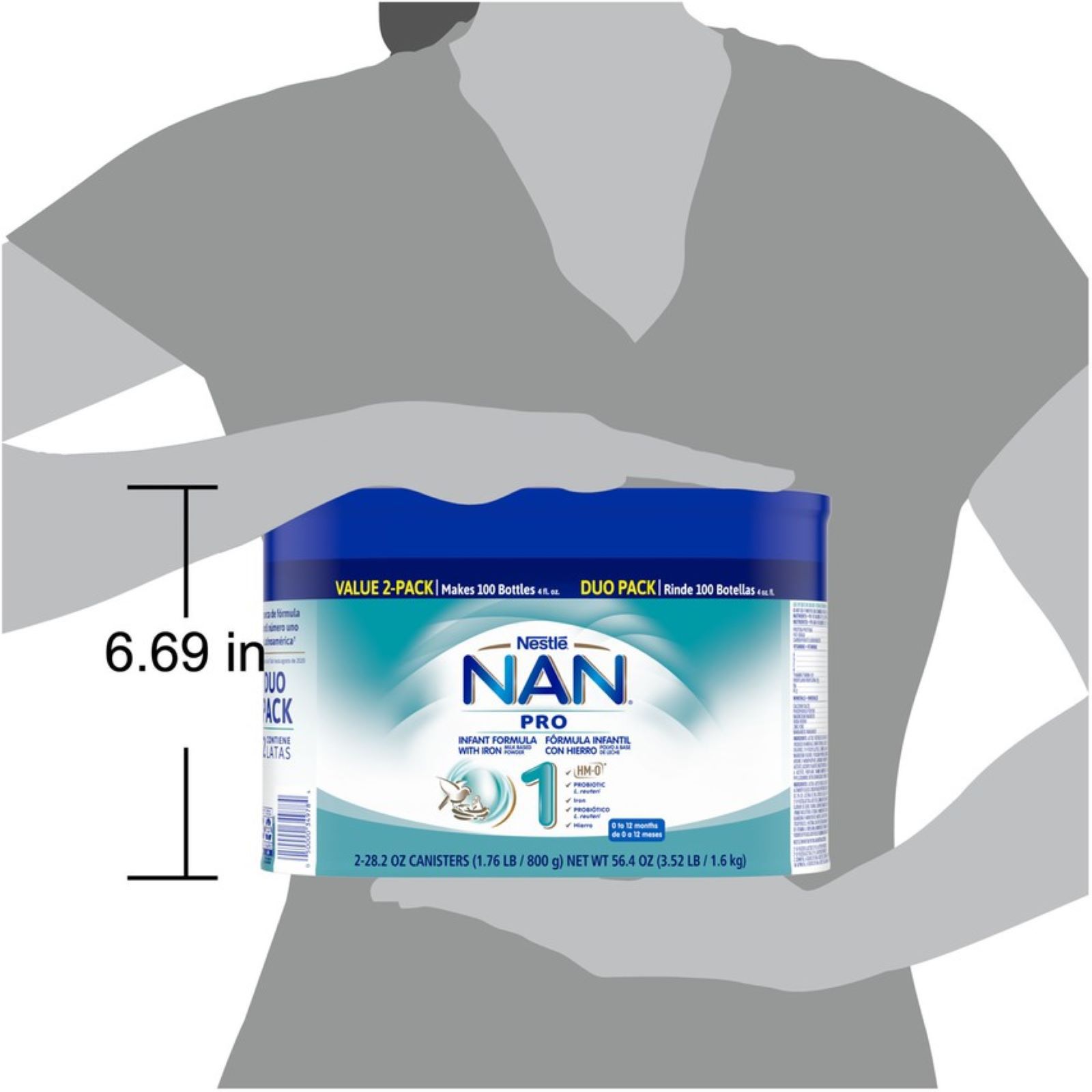 Nestlé NAN Pro 1 Powder Infant Formula, 12.7 oz, Can, (Pack of 6), Iron