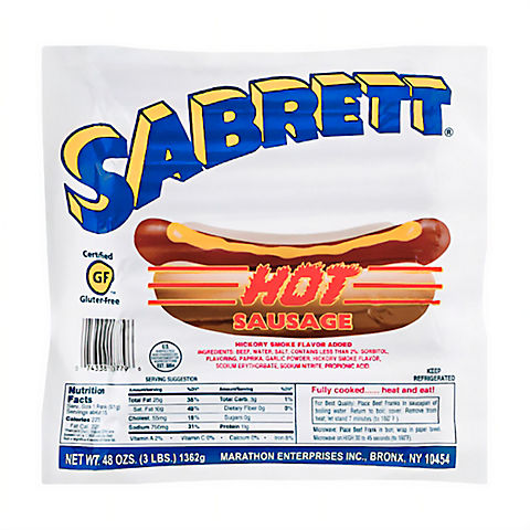 Sabrett All-Beef Hot Sausage, 3 lbs.