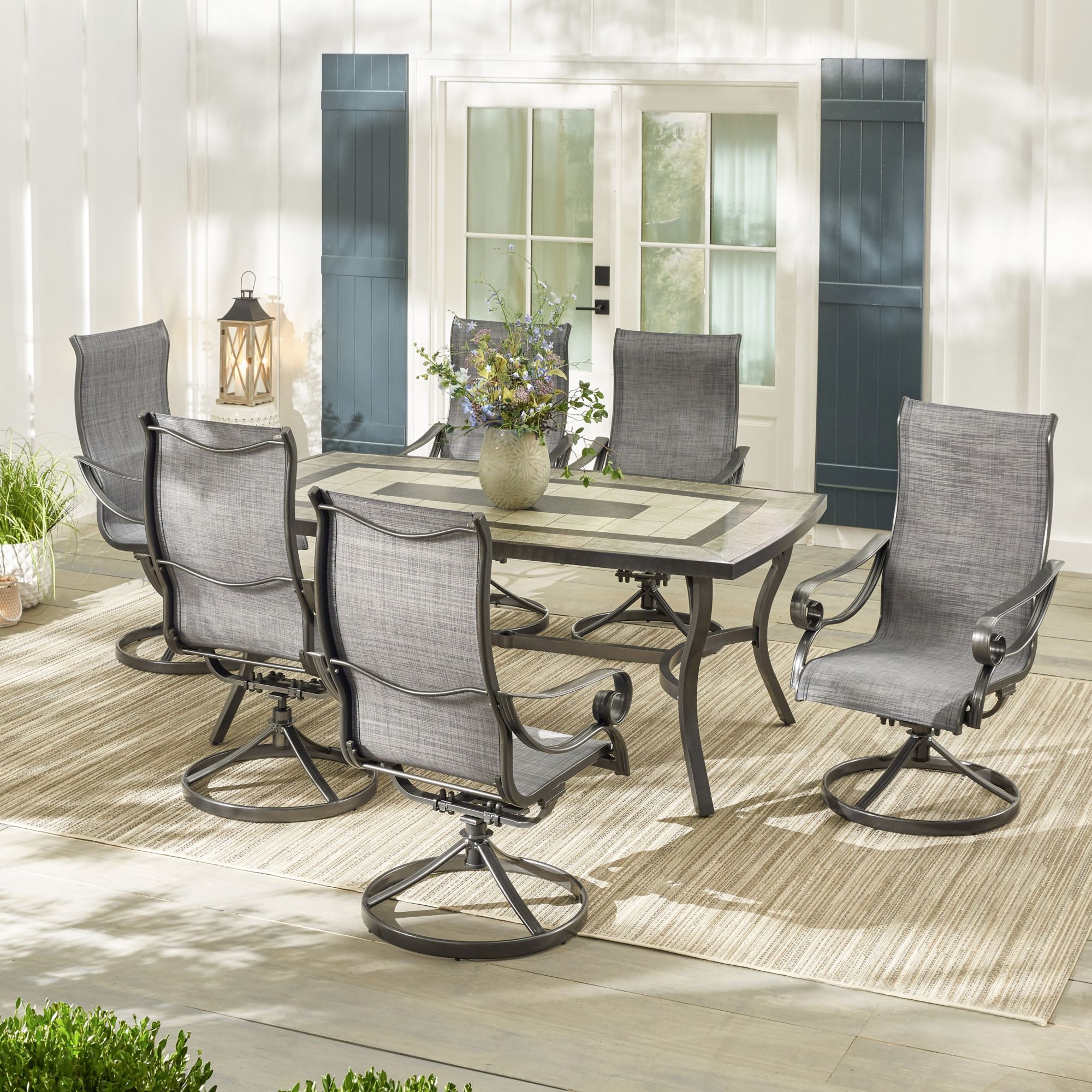 Rowley 7 piece sling dining outlet set