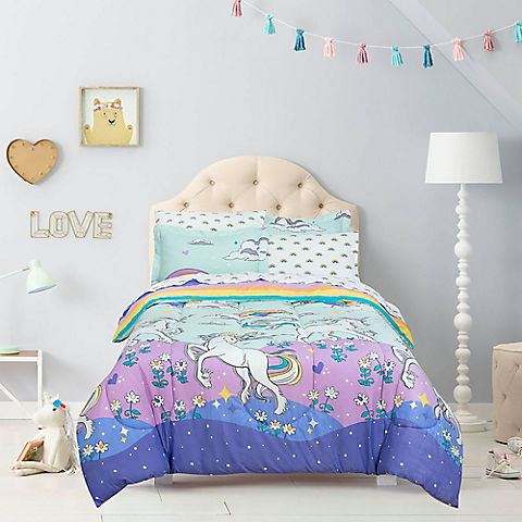 Kidz Mix Magical Unicorn Bed in a Bag with Reversible Comforter