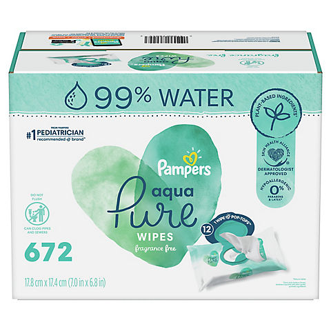 Pampers Aqua Pure Sensitive Baby Wipes Pop-Top, 12 ct.